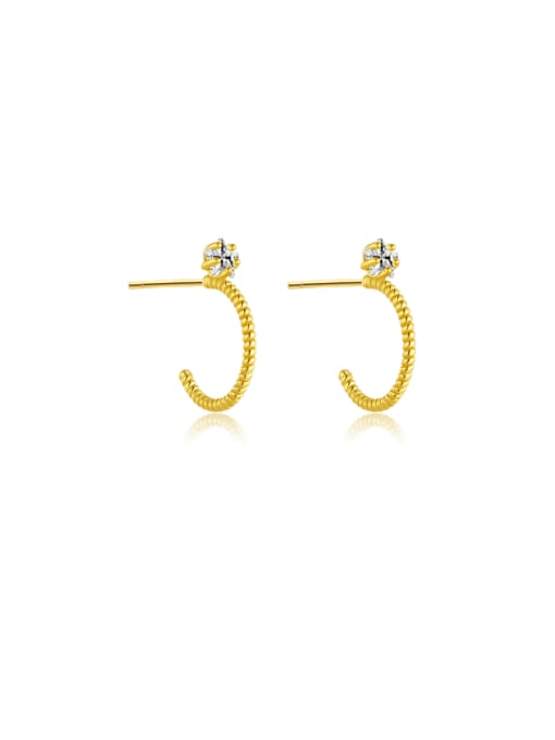 18k gold [large size] 925 Sterling Silver Cubic Zirconia Geometric Minimalist Drop Earring